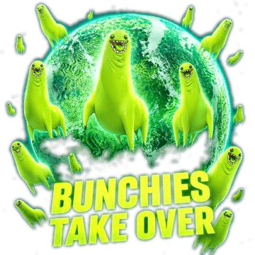 Bunchies Take Over — green creatures swarming a glowing planet